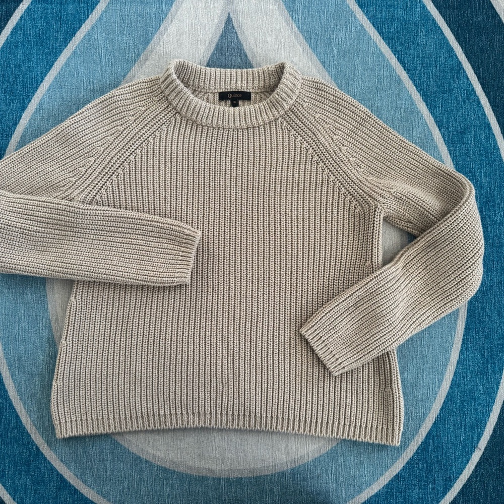Quince Organic Fisherman Sweater Cement Marle Small